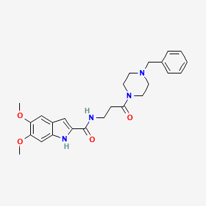 molecular formula C25H30N4O4 B11158438 N~2~-[3-(4-benzylpiperazino)-3-oxopropyl]-5,6-dimethoxy-1H-indole-2-carboxamide 