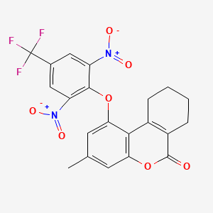 molecular formula C21H15F3N2O7 B11158476 1-[2,6-dinitro-4-(trifluoromethyl)phenoxy]-3-methyl-7,8,9,10-tetrahydro-6H-benzo[c]chromen-6-one 