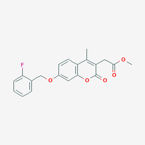 molecular formula C20H17FO5 B11158491 methyl {7-[(2-fluorobenzyl)oxy]-4-methyl-2-oxo-2H-chromen-3-yl}acetate 