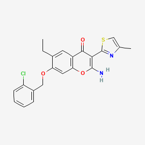 2-amino-7-[(2-chlorobenzyl)oxy]-6-ethyl-3-(4-methyl-1,3-thiazol-2-yl)-4H-chromen-4-one