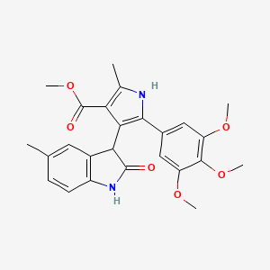 molecular formula C25H26N2O6 B11158544 methyl 2-methyl-4-(5-methyl-2-oxo-2,3-dihydro-1H-indol-3-yl)-5-(3,4,5-trimethoxyphenyl)-1H-pyrrole-3-carboxylate 