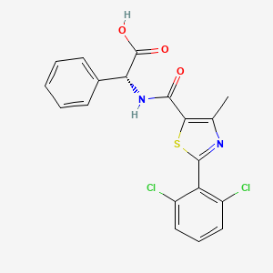 molecular formula C19H14Cl2N2O3S B11158550 (2R)-({[2-(2,6-dichlorophenyl)-4-methyl-1,3-thiazol-5-yl]carbonyl}amino)(phenyl)ethanoic acid 