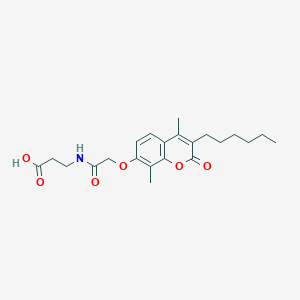 molecular formula C22H29NO6 B11158599 3-({2-[(3-hexyl-4,8-dimethyl-2-oxo-2H-chromen-7-yl)oxy]acetyl}amino)propanoic acid 