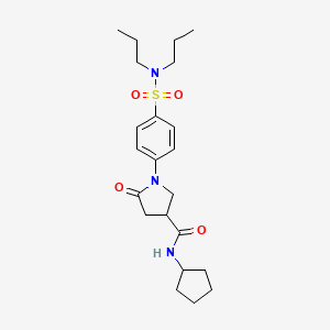 molecular formula C22H33N3O4S B11158600 N-cyclopentyl-1-[4-(dipropylsulfamoyl)phenyl]-5-oxopyrrolidine-3-carboxamide 