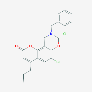 6-chloro-9-(2-chlorobenzyl)-4-propyl-9,10-dihydro-2H,8H-chromeno[8,7-e][1,3]oxazin-2-one