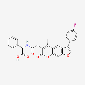 (2S)-({[3-(4-fluorophenyl)-5-methyl-7-oxo-7H-furo[3,2-g]chromen-6-yl]acetyl}amino)(phenyl)ethanoic acid