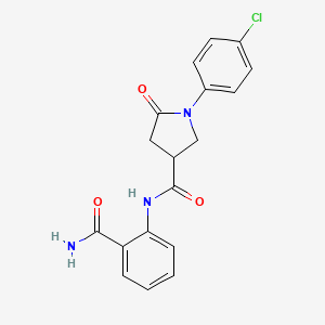 molecular formula C18H16ClN3O3 B11158755 N-(2-carbamoylphenyl)-1-(4-chlorophenyl)-5-oxopyrrolidine-3-carboxamide 