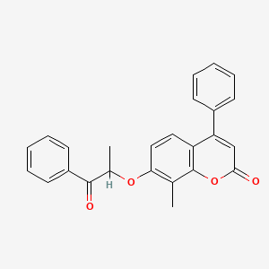 8-methyl-7-[(1-oxo-1-phenylpropan-2-yl)oxy]-4-phenyl-2H-chromen-2-one