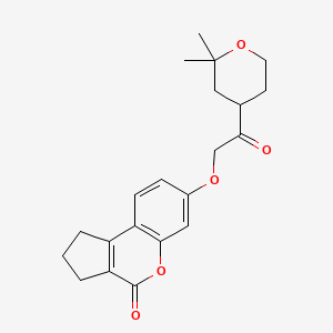 molecular formula C21H24O5 B11158782 7-[2-(2,2-dimethyltetrahydro-2H-pyran-4-yl)-2-oxoethoxy]-2,3-dihydrocyclopenta[c]chromen-4(1H)-one 