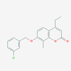 molecular formula C19H17ClO3 B11158795 7-[(3-chlorophenyl)methoxy]-4-ethyl-8-methyl-2H-chromen-2-one 