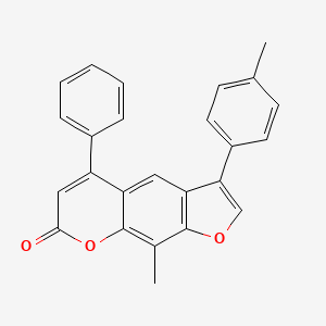 molecular formula C25H18O3 B11158865 9-methyl-3-(4-methylphenyl)-5-phenyl-7H-furo[3,2-g]chromen-7-one 