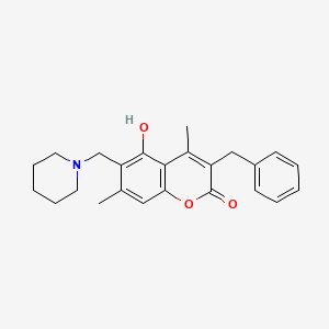 molecular formula C24H27NO3 B11158928 3-benzyl-5-hydroxy-4,7-dimethyl-6-(piperidinomethyl)-2H-chromen-2-one 