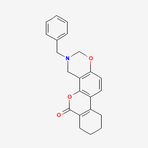 molecular formula C22H21NO3 B11158976 3-benzyl-3,4,7,8,9,10-hexahydro-2H,6H-benzo[3,4]chromeno[8,7-e][1,3]oxazin-6-one 