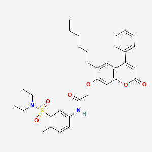 molecular formula C34H40N2O6S B11158996 N-[3-(diethylsulfamoyl)-4-methylphenyl]-2-[(6-hexyl-2-oxo-4-phenyl-2H-chromen-7-yl)oxy]acetamide 