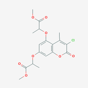 molecular formula C18H19ClO8 B11159015 dimethyl 2,2'-[(3-chloro-4-methyl-2-oxo-2H-chromene-5,7-diyl)bis(oxy)]dipropanoate 