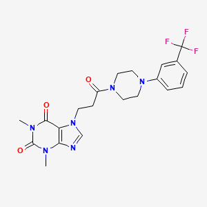 molecular formula C21H23F3N6O3 B11159050 1,3-dimethyl-7-(3-oxo-3-{4-[3-(trifluoromethyl)phenyl]piperazin-1-yl}propyl)-3,7-dihydro-1H-purine-2,6-dione 