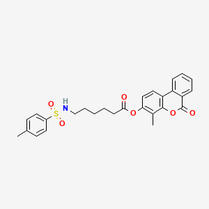 molecular formula C27H27NO6S B11159110 4-methyl-6-oxo-6H-benzo[c]chromen-3-yl 6-{[(4-methylphenyl)sulfonyl]amino}hexanoate 