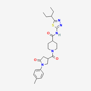 1-{[1-(4-methylphenyl)-5-oxopyrrolidin-3-yl]carbonyl}-N-[5-(pentan-3-yl)-1,3,4-thiadiazol-2-yl]piperidine-4-carboxamide