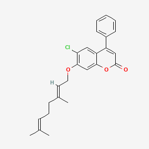 molecular formula C25H25ClO3 B11159195 6-chloro-7-{[(2E)-3,7-dimethyl-2,6-octadien-1-yl]oxy}-4-phenyl-2H-chromen-2-one 