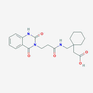 molecular formula C20H25N3O5 B11159240 [1-({[3-(2,4-dioxo-1,4-dihydroquinazolin-3(2H)-yl)propanoyl]amino}methyl)cyclohexyl]acetic acid 