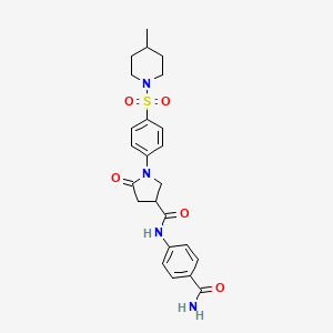 N-(4-carbamoylphenyl)-1-{4-[(4-methylpiperidin-1-yl)sulfonyl]phenyl}-5-oxopyrrolidine-3-carboxamide