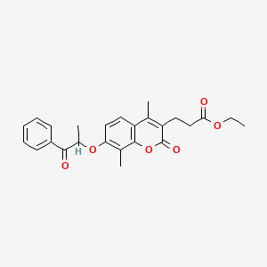 molecular formula C25H26O6 B11159311 ethyl 3-[4,8-dimethyl-7-(1-methyl-2-oxo-2-phenylethoxy)-2-oxo-2H-chromen-3-yl]propanoate 