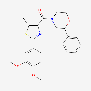 molecular formula C23H24N2O4S B11159336 [2-(3,4-Dimethoxyphenyl)-5-methyl-1,3-thiazol-4-yl](2-phenylmorpholin-4-yl)methanone 