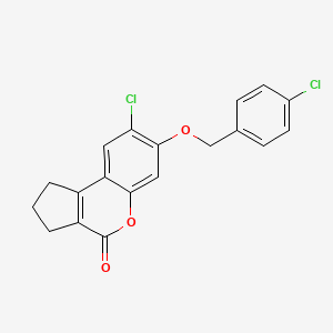 molecular formula C19H14Cl2O3 B11159350 8-chloro-7-[(4-chlorobenzyl)oxy]-2,3-dihydrocyclopenta[c]chromen-4(1H)-one 