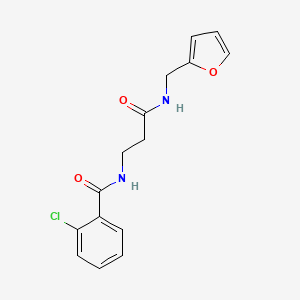 molecular formula C15H15ClN2O3 B11159359 2-chloro-N-{3-[(furan-2-ylmethyl)amino]-3-oxopropyl}benzamide 