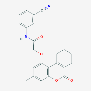 molecular formula C23H20N2O4 B11159379 N-(3-cyanophenyl)-2-[(3-methyl-6-oxo-7,8,9,10-tetrahydro-6H-benzo[c]chromen-1-yl)oxy]acetamide 