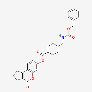 molecular formula C28H29NO6 B11159427 4-Oxo-1,2,3,4-tetrahydrocyclopenta[c]chromen-7-yl trans-4-({[(benzyloxy)carbonyl]amino}methyl)cyclohexanecarboxylate 