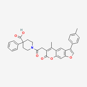 1-{[5-methyl-3-(4-methylphenyl)-7-oxo-7H-furo[3,2-g]chromen-6-yl]acetyl}-4-phenyl-4-piperidinecarboxylic acid