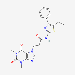 molecular formula C21H22N6O3S B11159495 3-(1,3-dimethyl-2,6-dioxo-1,2,3,6-tetrahydro-7H-purin-7-yl)-N-(5-ethyl-4-phenyl-1,3-thiazol-2-yl)propanamide 