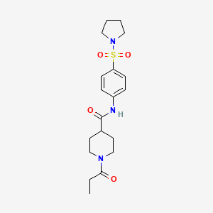 1-propanoyl-N-[4-(pyrrolidin-1-ylsulfonyl)phenyl]piperidine-4-carboxamide