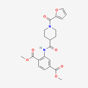 molecular formula C21H22N2O7 B11159515 Dimethyl 2-({[1-(furan-2-ylcarbonyl)piperidin-4-yl]carbonyl}amino)benzene-1,4-dicarboxylate 