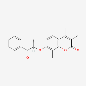 molecular formula C21H20O4 B11159530 3,4,8-trimethyl-7-[(1-oxo-1-phenylpropan-2-yl)oxy]-2H-chromen-2-one CAS No. 314742-08-0