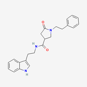 molecular formula C23H25N3O2 B11159540 N~3~-[2-(1H-indol-3-yl)ethyl]-5-oxo-1-phenethyl-3-pyrrolidinecarboxamide 