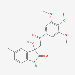 molecular formula C20H21NO6 B11159594 3-hydroxy-5-methyl-3-[2-oxo-2-(3,4,5-trimethoxyphenyl)ethyl]-1,3-dihydro-2H-indol-2-one 