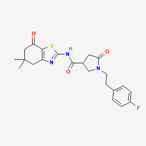 molecular formula C22H24FN3O3S B11159615 N-(5,5-dimethyl-7-oxo-4,5,6,7-tetrahydro-1,3-benzothiazol-2-yl)-1-[2-(4-fluorophenyl)ethyl]-5-oxopyrrolidine-3-carboxamide 