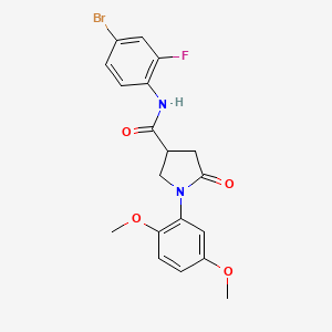 molecular formula C19H18BrFN2O4 B11159618 N-(4-bromo-2-fluorophenyl)-1-(2,5-dimethoxyphenyl)-5-oxopyrrolidine-3-carboxamide 