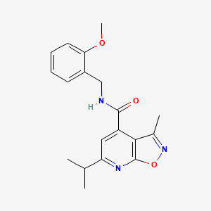 molecular formula C19H21N3O3 B11159624 6-isopropyl-N-(2-methoxybenzyl)-3-methylisoxazolo[5,4-b]pyridine-4-carboxamide 