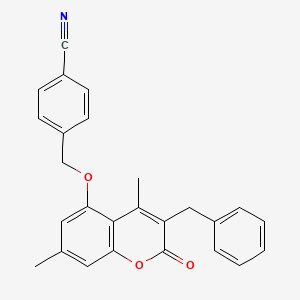 molecular formula C26H21NO3 B11159641 4-{[(3-benzyl-4,7-dimethyl-2-oxo-2H-chromen-5-yl)oxy]methyl}benzonitrile 