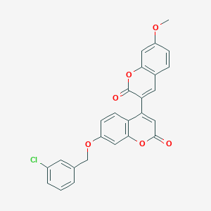 molecular formula C26H17ClO6 B11159664 7'-[(3-chlorobenzyl)oxy]-7-methoxy-2H,2'H-3,4'-bichromene-2,2'-dione 