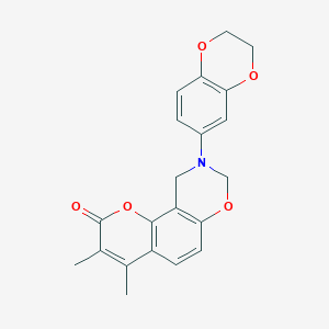 9-(2,3-dihydro-1,4-benzodioxin-6-yl)-3,4-dimethyl-9,10-dihydro-2H,8H-chromeno[8,7-e][1,3]oxazin-2-one