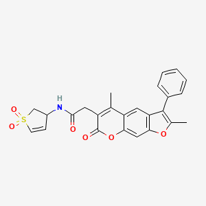 molecular formula C25H21NO6S B11159681 2-(2,5-dimethyl-7-oxo-3-phenyl-7H-furo[3,2-g]chromen-6-yl)-N-(1,1-dioxido-2,3-dihydrothiophen-3-yl)acetamide 