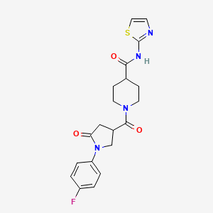 molecular formula C20H21FN4O3S B11159761 1-{[1-(4-fluorophenyl)-5-oxopyrrolidin-3-yl]carbonyl}-N-(1,3-thiazol-2-yl)piperidine-4-carboxamide 