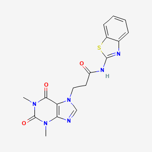 molecular formula C17H16N6O3S B11159769 N-(1,3-benzothiazol-2-yl)-3-(1,3-dimethyl-2,6-dioxo-1,2,3,6-tetrahydro-7H-purin-7-yl)propanamide 