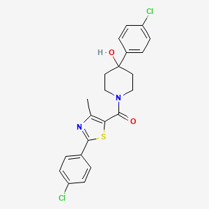 molecular formula C22H20Cl2N2O2S B11159820 [4-(4-Chlorophenyl)-4-hydroxypiperidino][2-(4-chlorophenyl)-4-methyl-1,3-thiazol-5-yl]methanone 