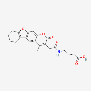 molecular formula C22H23NO6 B11159839 4-{[(4-methyl-2-oxo-6,7,8,9-tetrahydro-2H-[1]benzofuro[3,2-g]chromen-3-yl)acetyl]amino}butanoic acid 