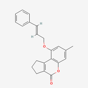 molecular formula C22H20O3 B11159889 7-methyl-9-{[(E)-3-phenyl-2-propenyl]oxy}-2,3-dihydrocyclopenta[c]chromen-4(1H)-one 